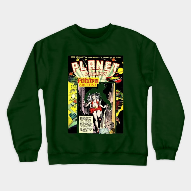 Retro Vintage Super Girl Sci Fi Adventure Comic Book Cover Crewneck Sweatshirt by New East 